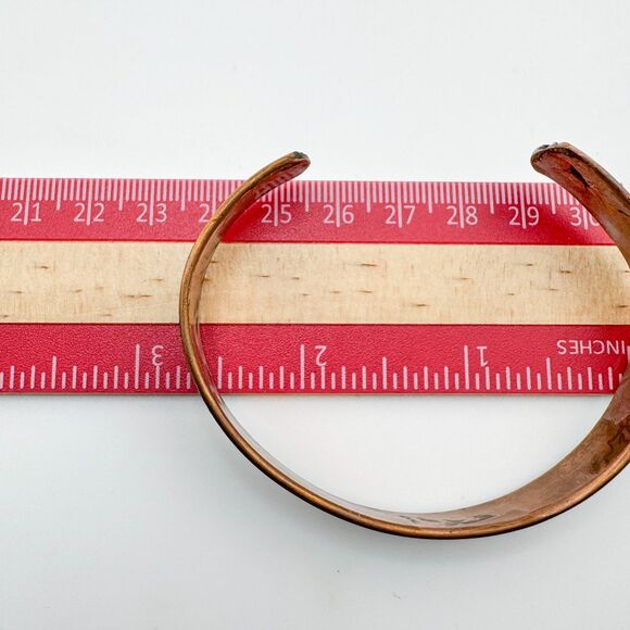 Vintage Copper Brass Cuff Bracelet Swirl Design Mixed Metal Boho Unisex Retro - Picture 7 of 7
